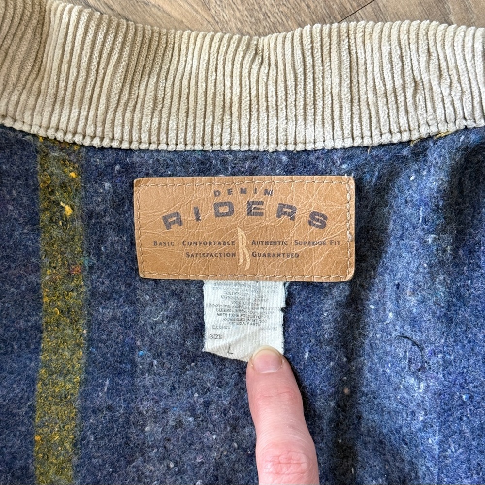 Riders by Lee Blue Denim Jacket with Tan Corduroy Collar size Large - Picture 14 of 14